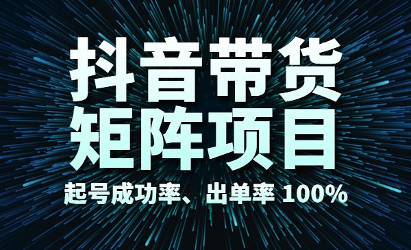 某音带货矩阵项目，起号成功率、出单率 100%-梦羽网络知识库