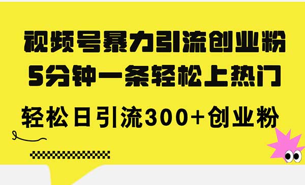 视频号暴力引流创业粉-梦羽网络知识库